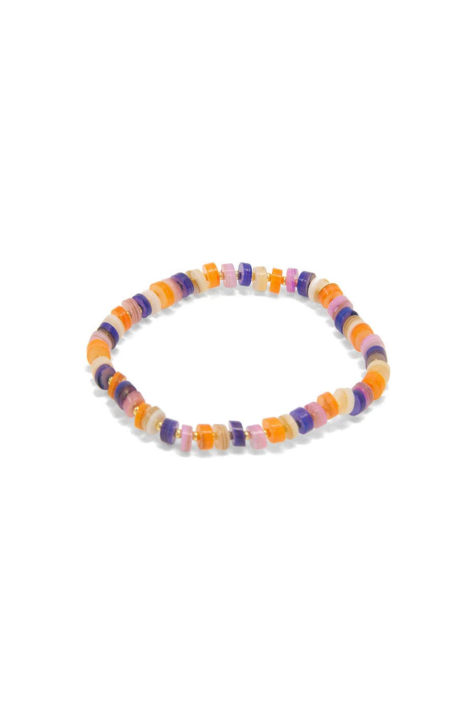 Violet+Orange Shell Beaded Bracelet