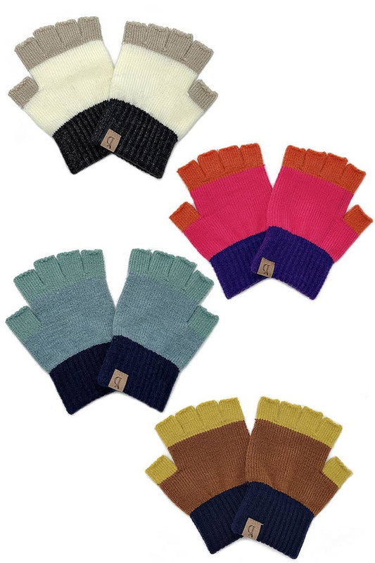 Color Block Fingerless Gloves