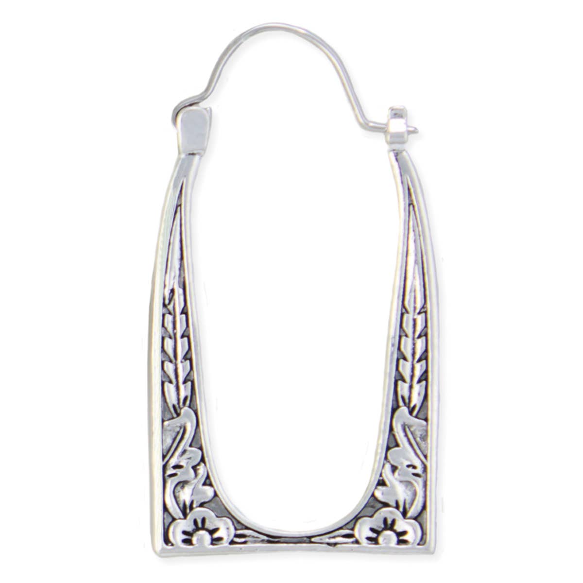 Vintage Frame Silver Hoop Earrings