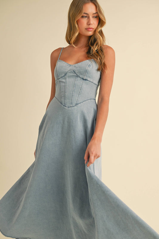 Western Wonder Denim Corset Top Dress
