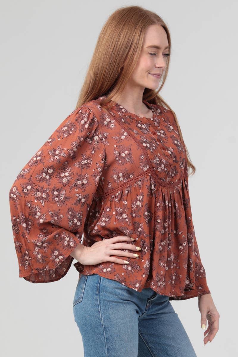 Sweet Melody (Ginger) Floral Boho Blouse