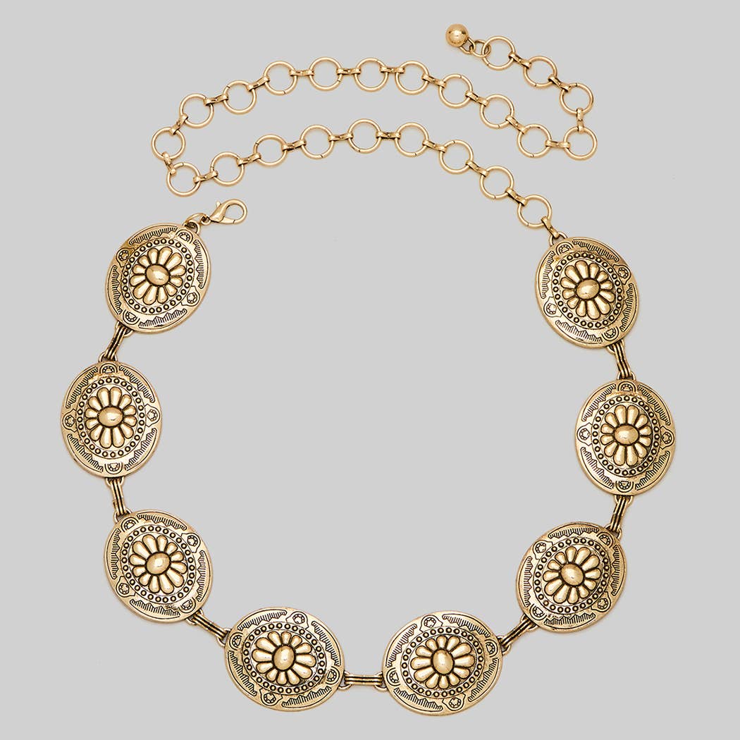 Gold Bubble Florette Concho Chain Belt