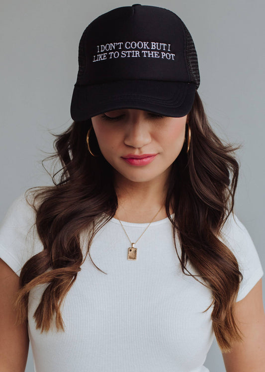 I Don't Cook Embroidered Trucker Hat
