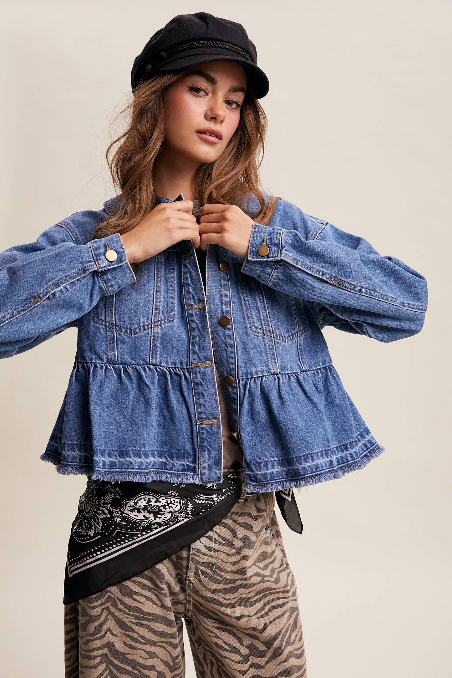 Fresh Look Peplum Hem Denim Jacket