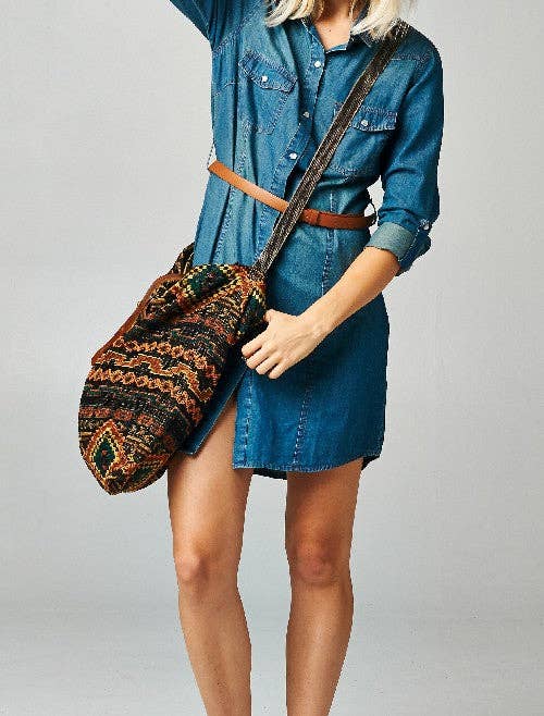 Savannah (Blue Multi) Woven Shoulder Bag