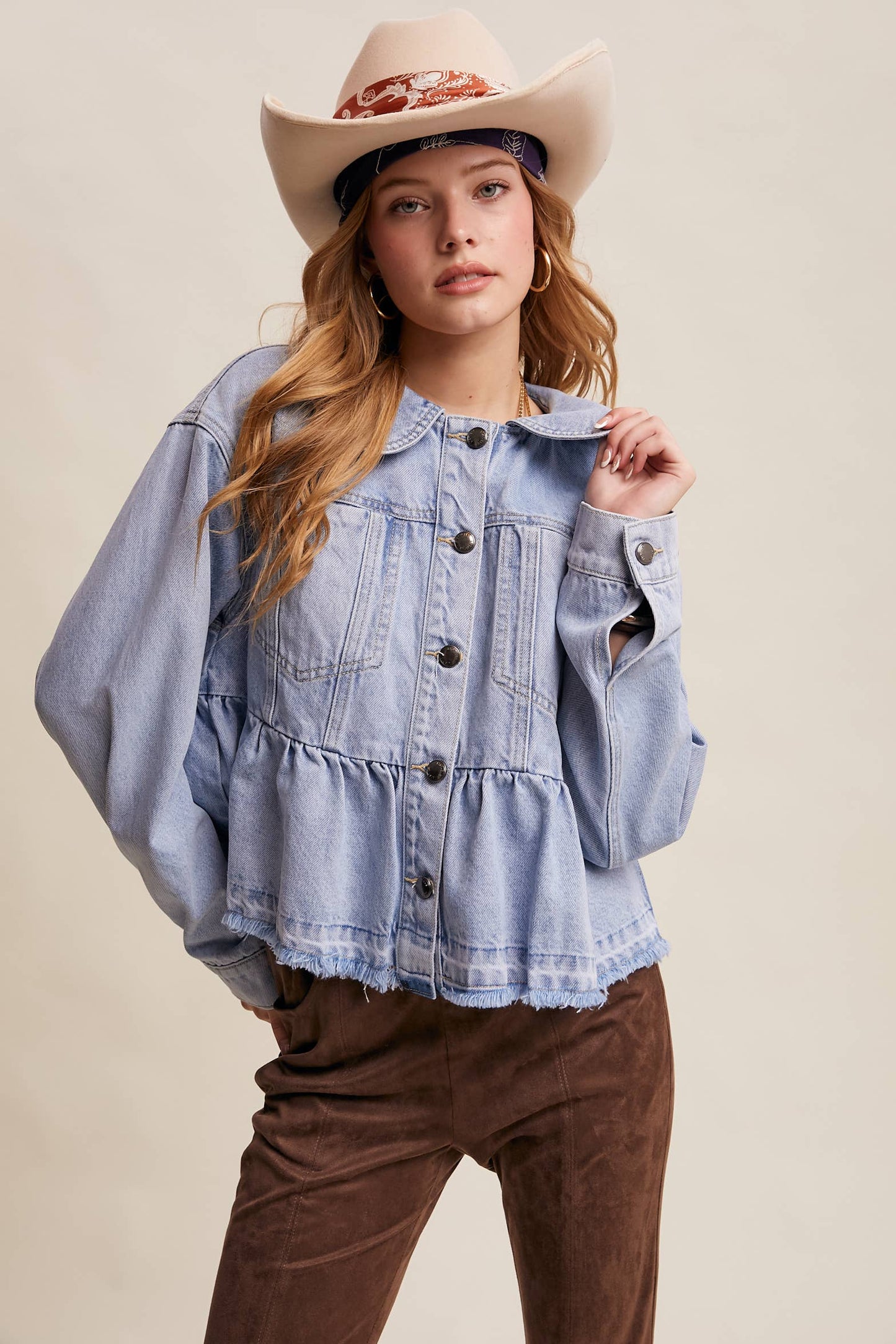 Fresh Look Peplum Hem Denim Jacket