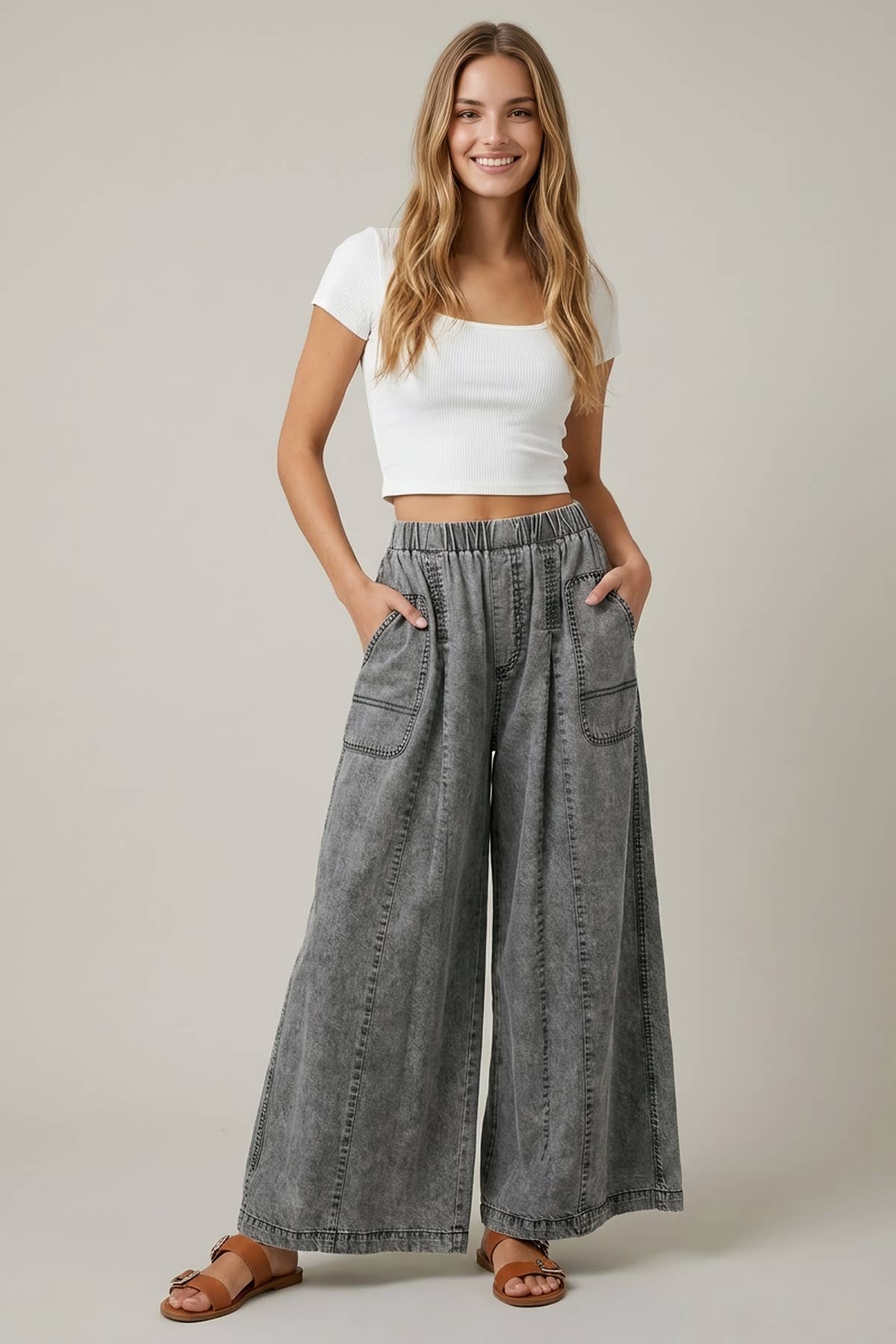 Poetic Spirit (Blk) Tencel Wide Leg Pants