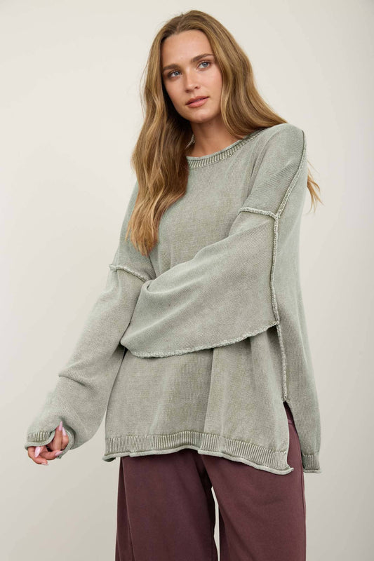 Here For You (Olive) Oversized Sweater