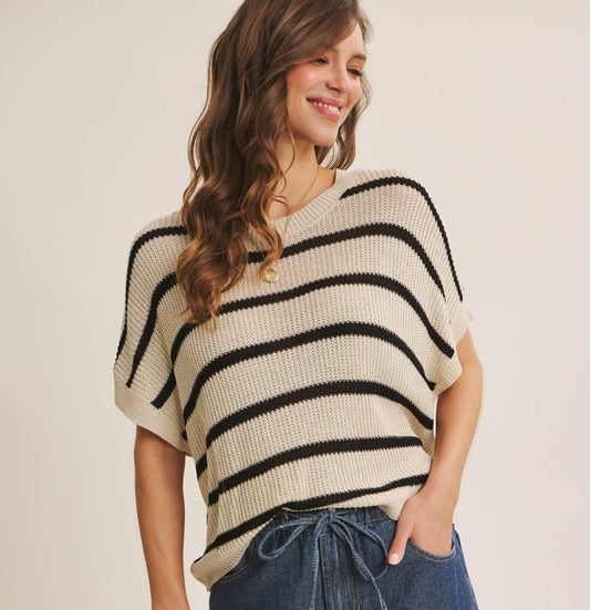 Make Way (Nat/Blk) SS Striped Sweater