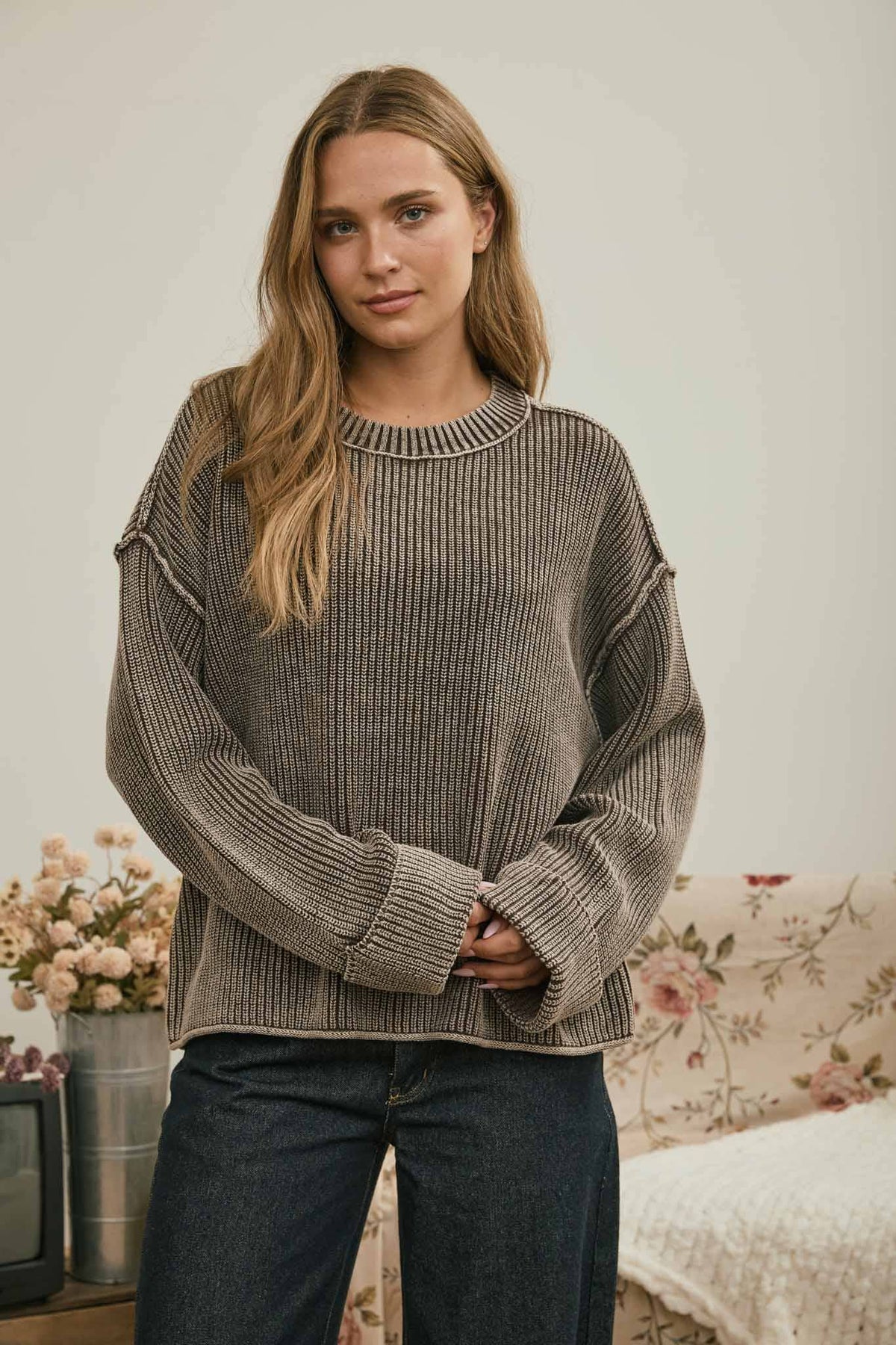 Knit To Be (Dk Brn) Cotton Sweater