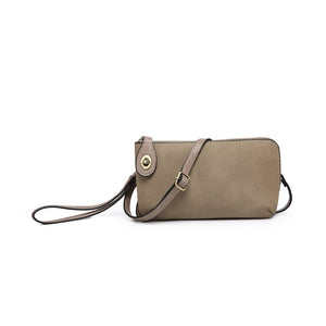 Kendall Taupe Suede Twist Lock Wristlet/Crossbody