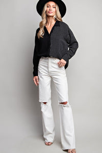 Halfway There B/W Button Shirt