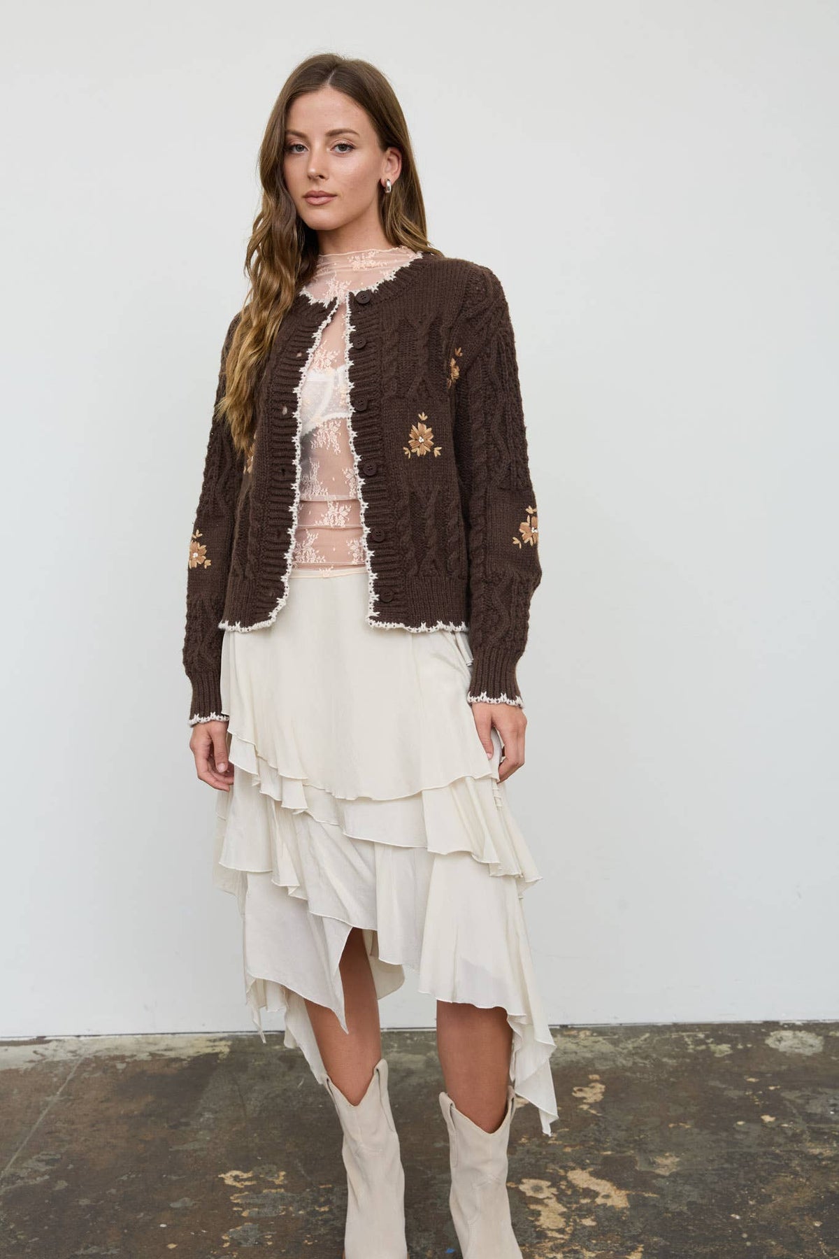 A Fall Moment (Brown) Floral Cardigan