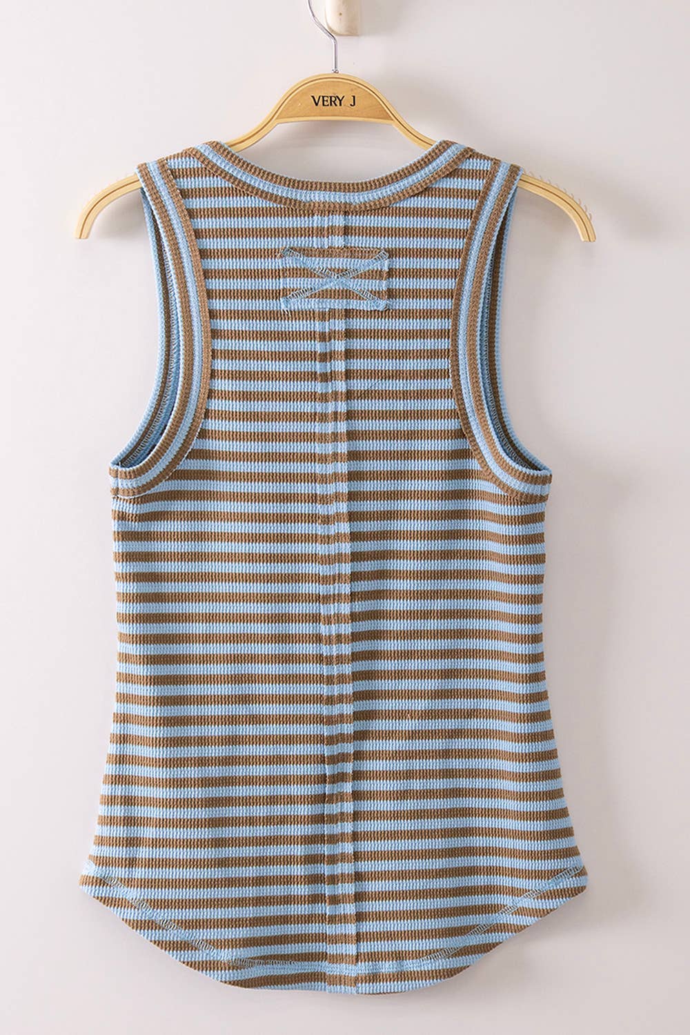 On Solid Ground (Sky/Mocha) Stripe Tank