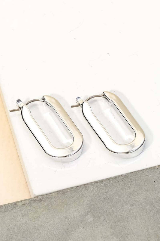 Smooth U Huggie Earrings, Silver