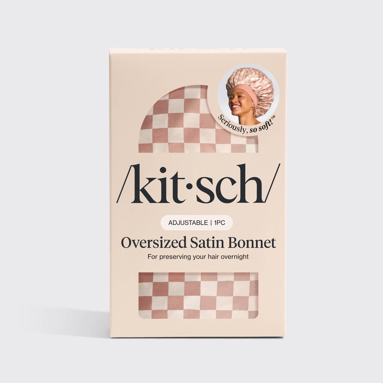 Kitsch Oversized Satin Bonnet - Checker