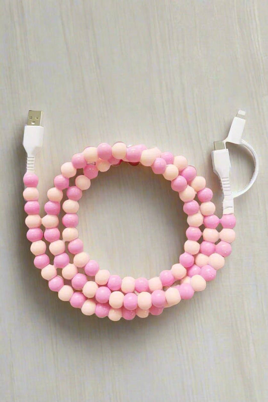 40” (2-Tone Pink) Beaded Cord Phone Charger