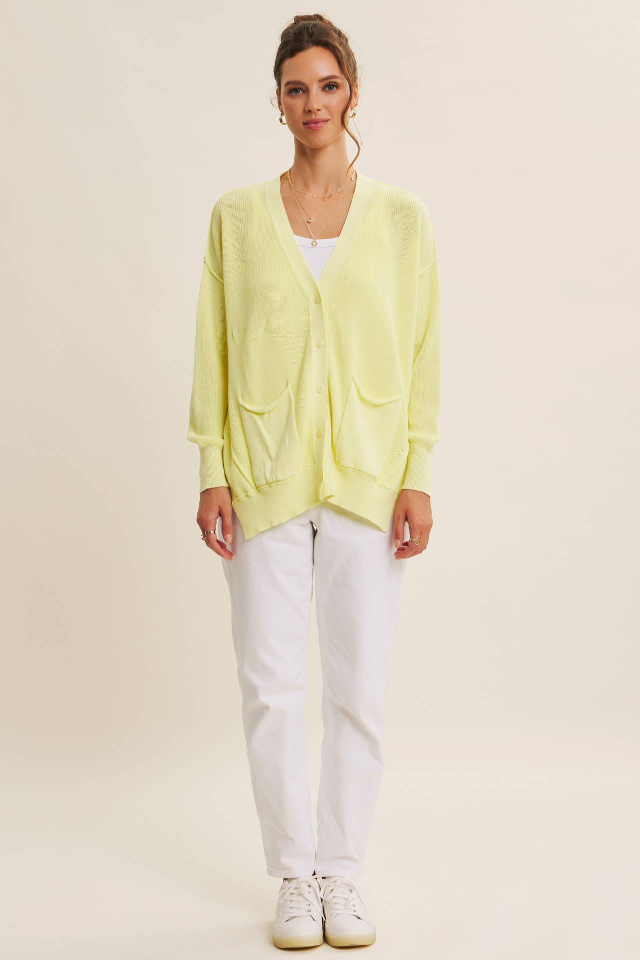 Down To Earth (Lemon) Slouchy Cardigan