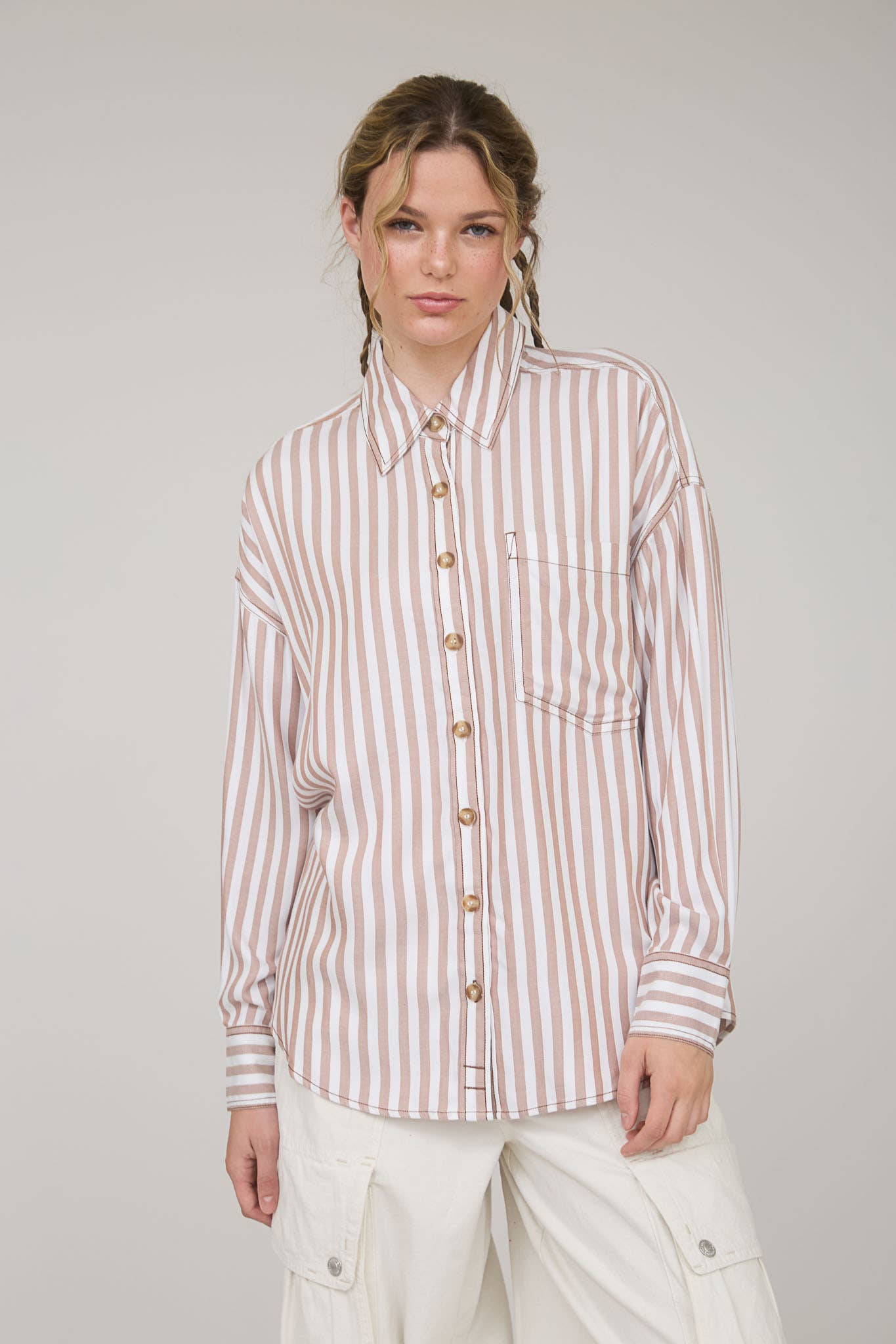 Striking Stripes (Brown) Button Down Shirt