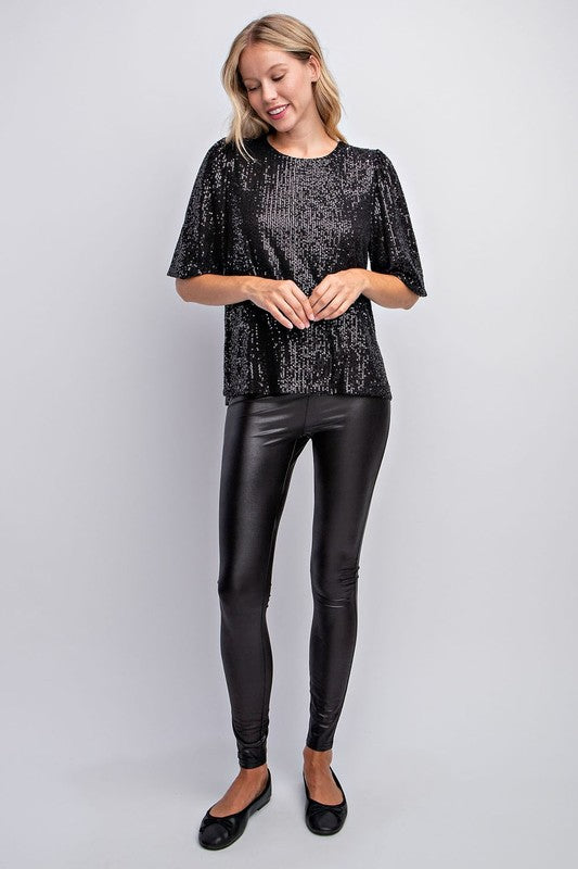 Shine On (Black) Sequin Top