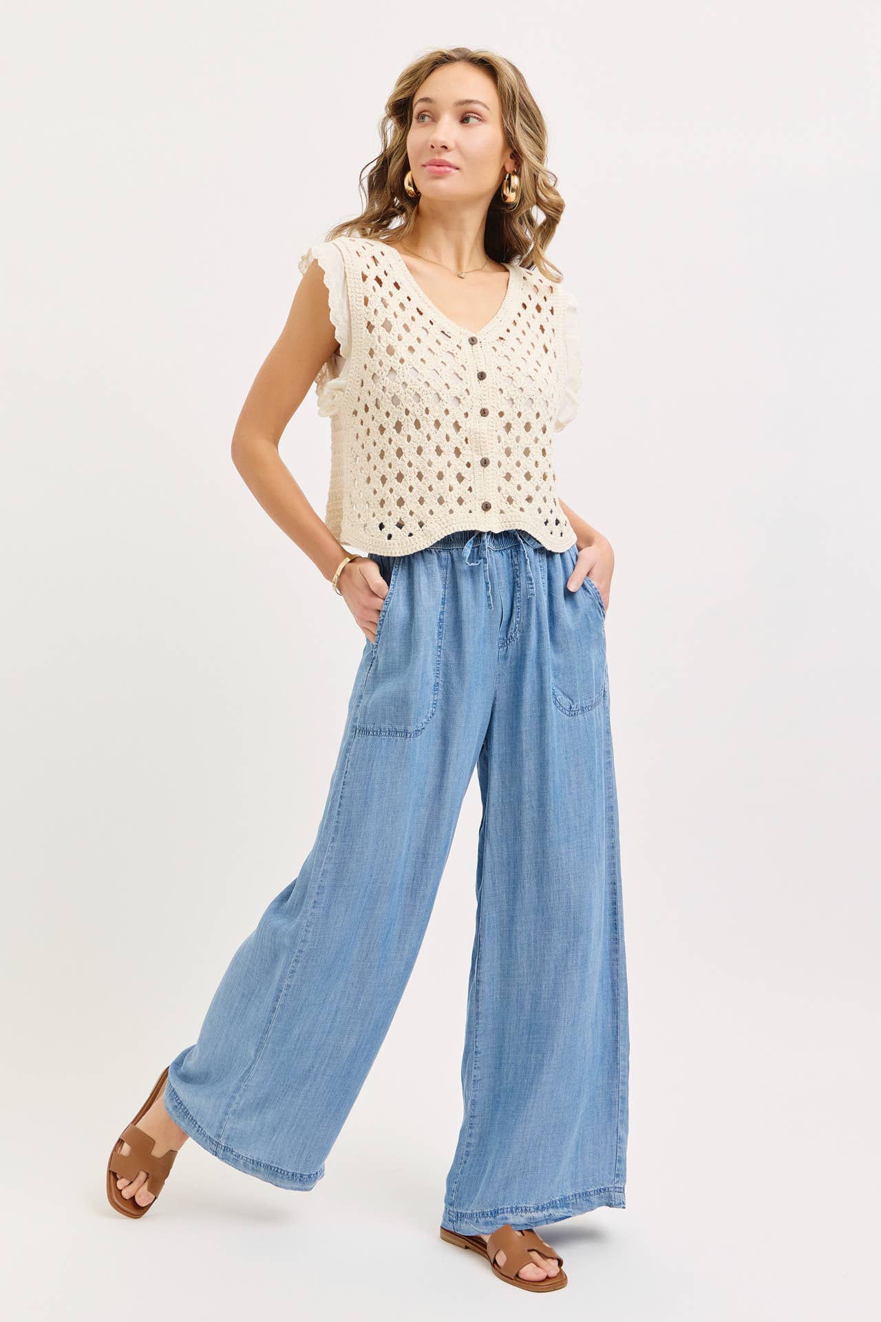 Open Mind Crochet Button Front Top
