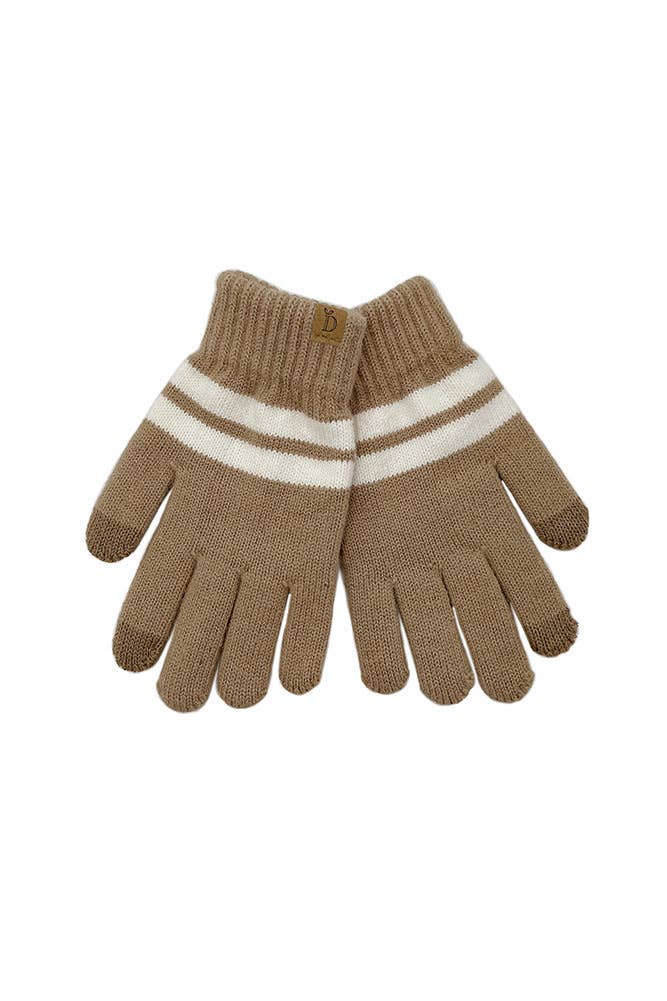 Super Soft Striped Knit Touch Gloves