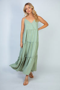 In The Mist SAGE Foil Maxi Dress