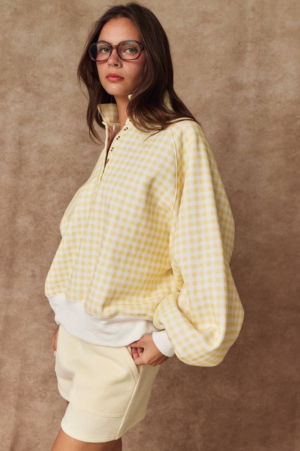Checked In (Ylw) Gingham Check Pullover
