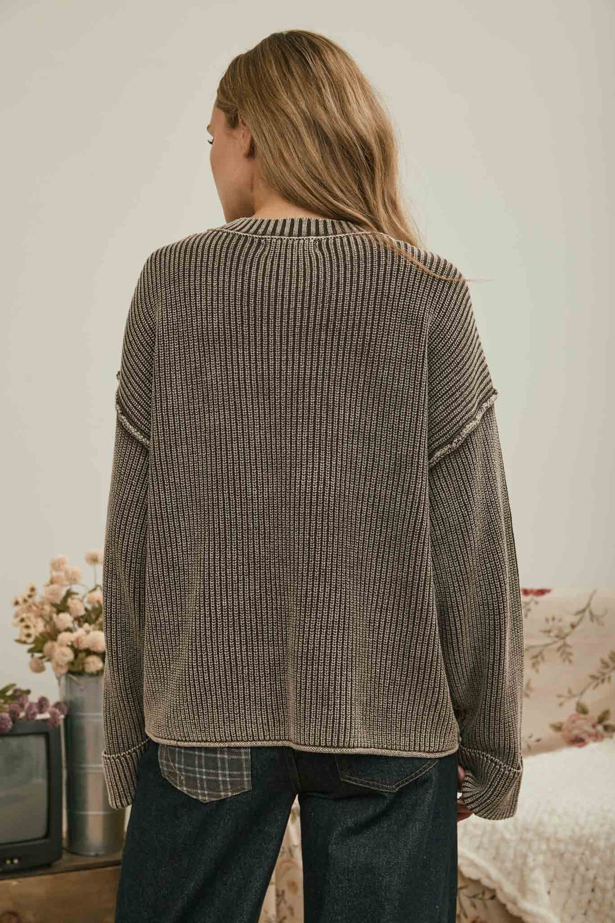 Knit To Be (Dk Brn) Cotton Sweater