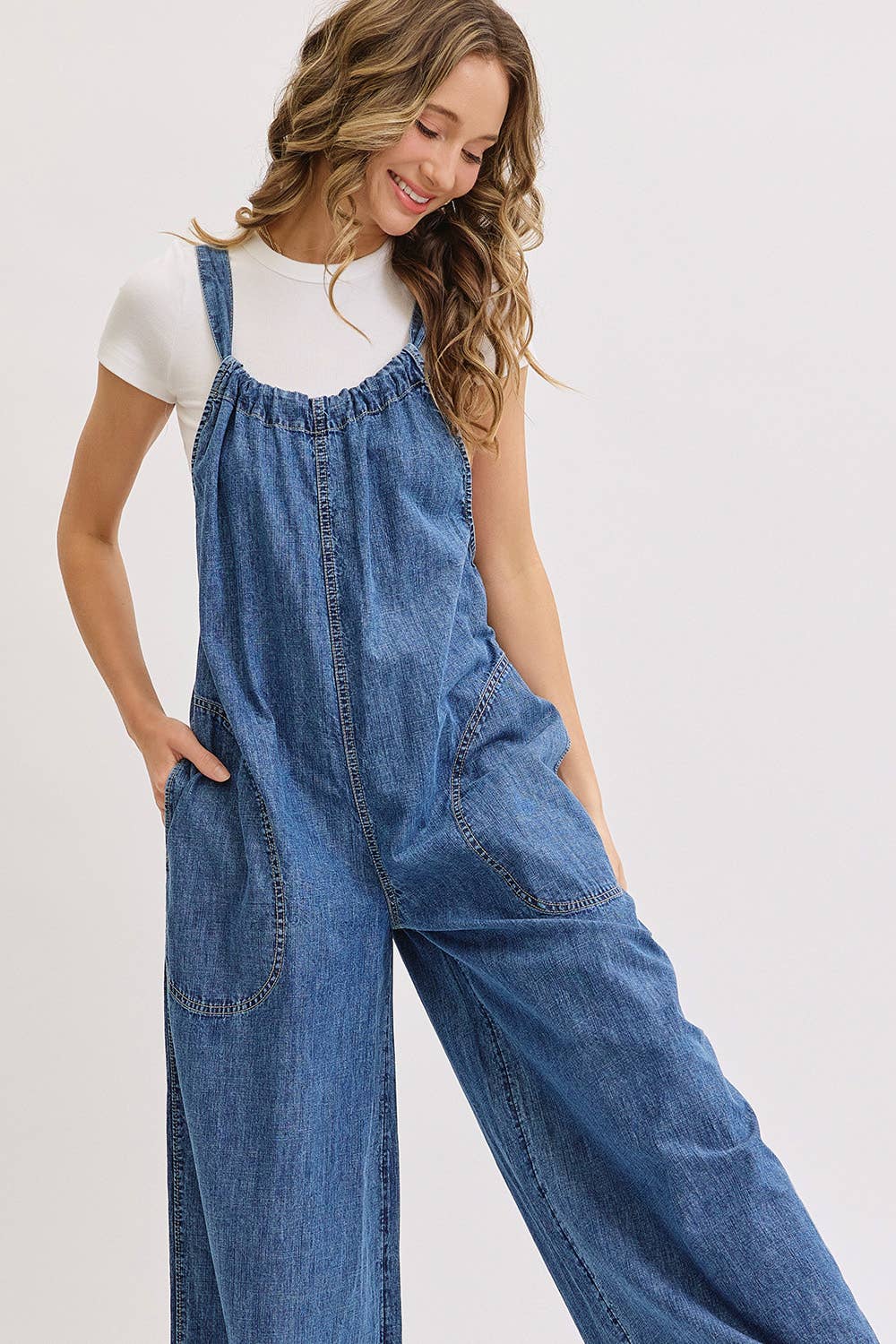 Knot Worried Tie Back Denim Overalls