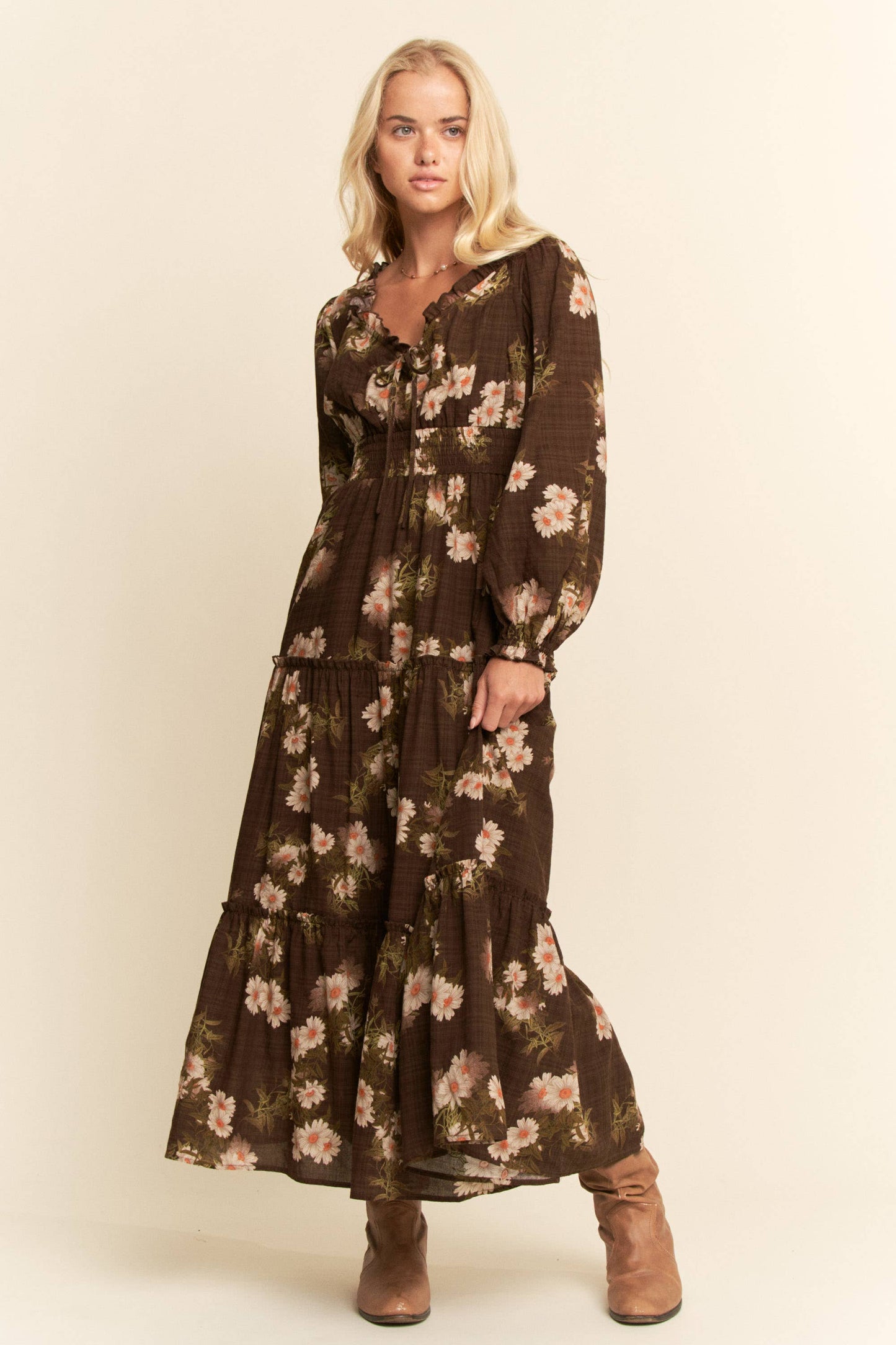 Timeless Treasure (Brn) Floral Print Dress