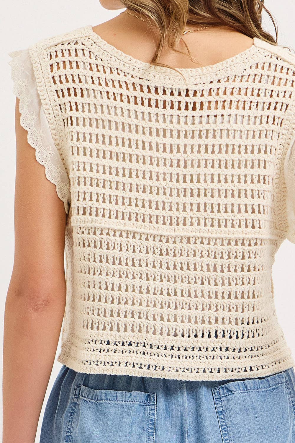 Open Mind Crochet Button Front Top