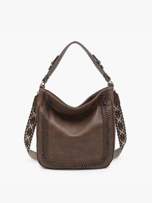 Aris (Chocolate) Whipstitch Hobo w/ Guitar Strap