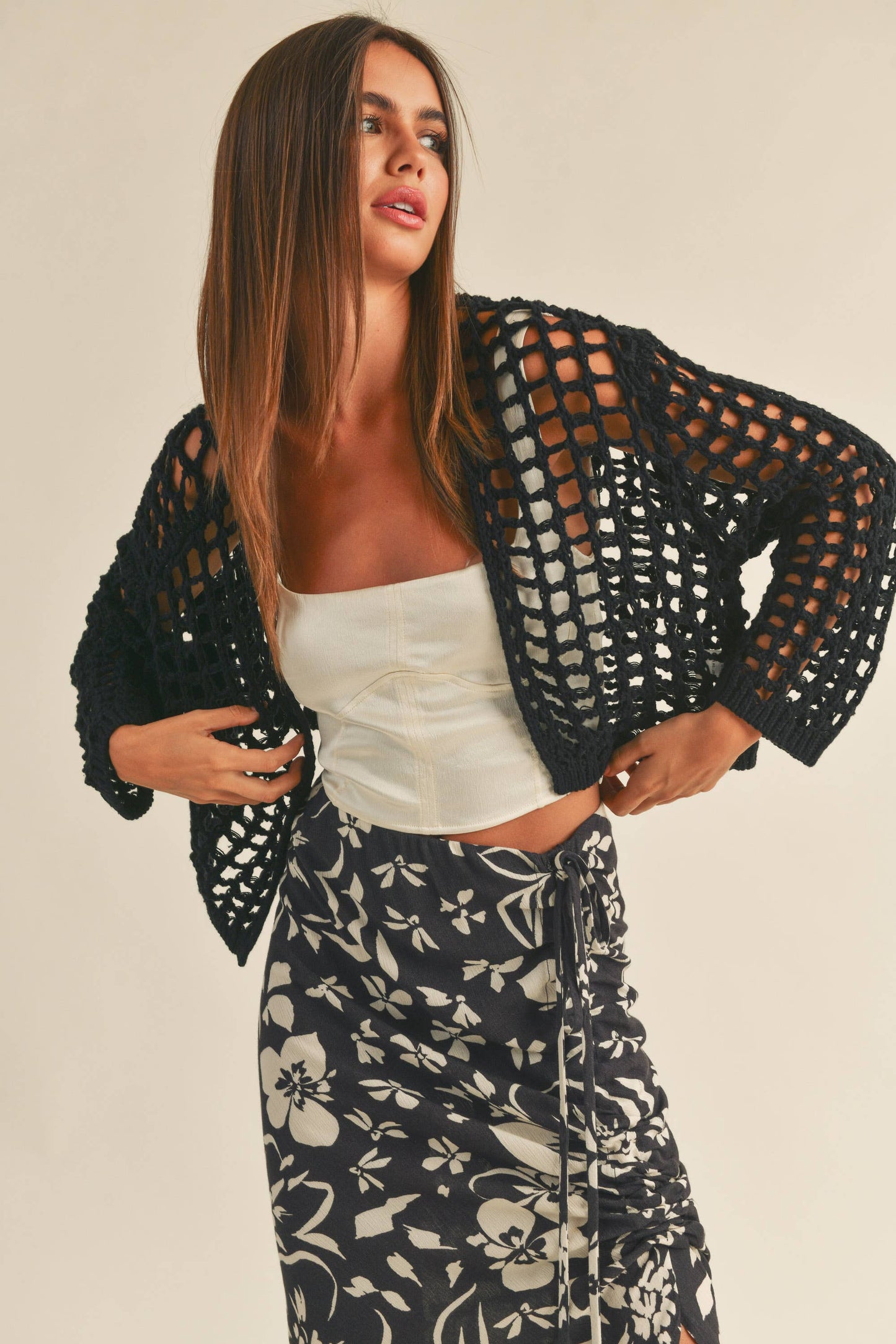 Make Your Move (Black) Crochet Cardigan