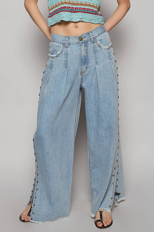 POL: Blue Angel Studded Wide Leg Jeans