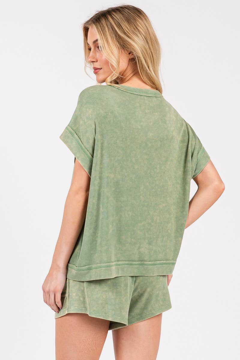 Lounge Love (Sage) Rib Min Wash Shorts