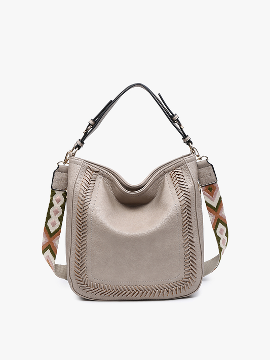 Aris (Grey) Whipstitch Hobo w/ Guitar Strap