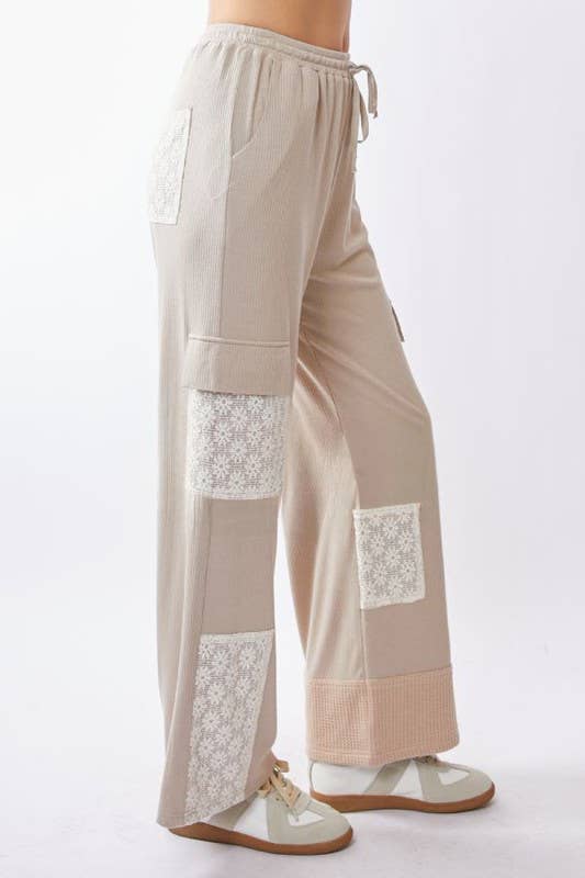Pretty Patches Lace Accent Knit Pants