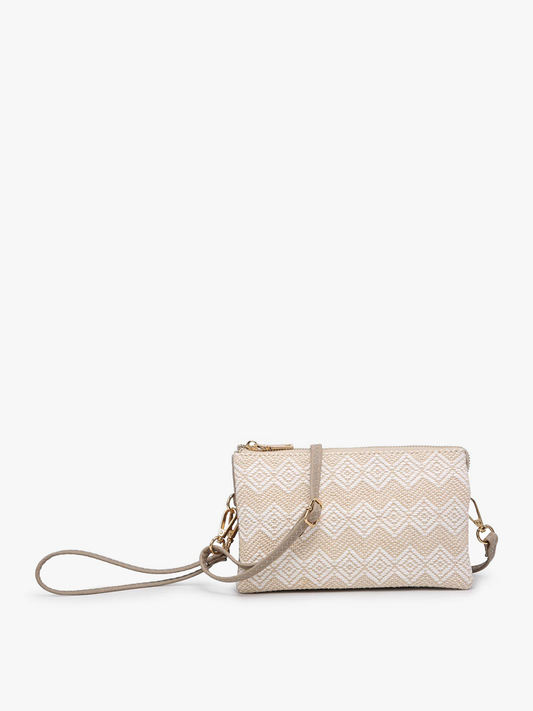 Riley (Beige) Woven Diamond Pattern Crossbody
