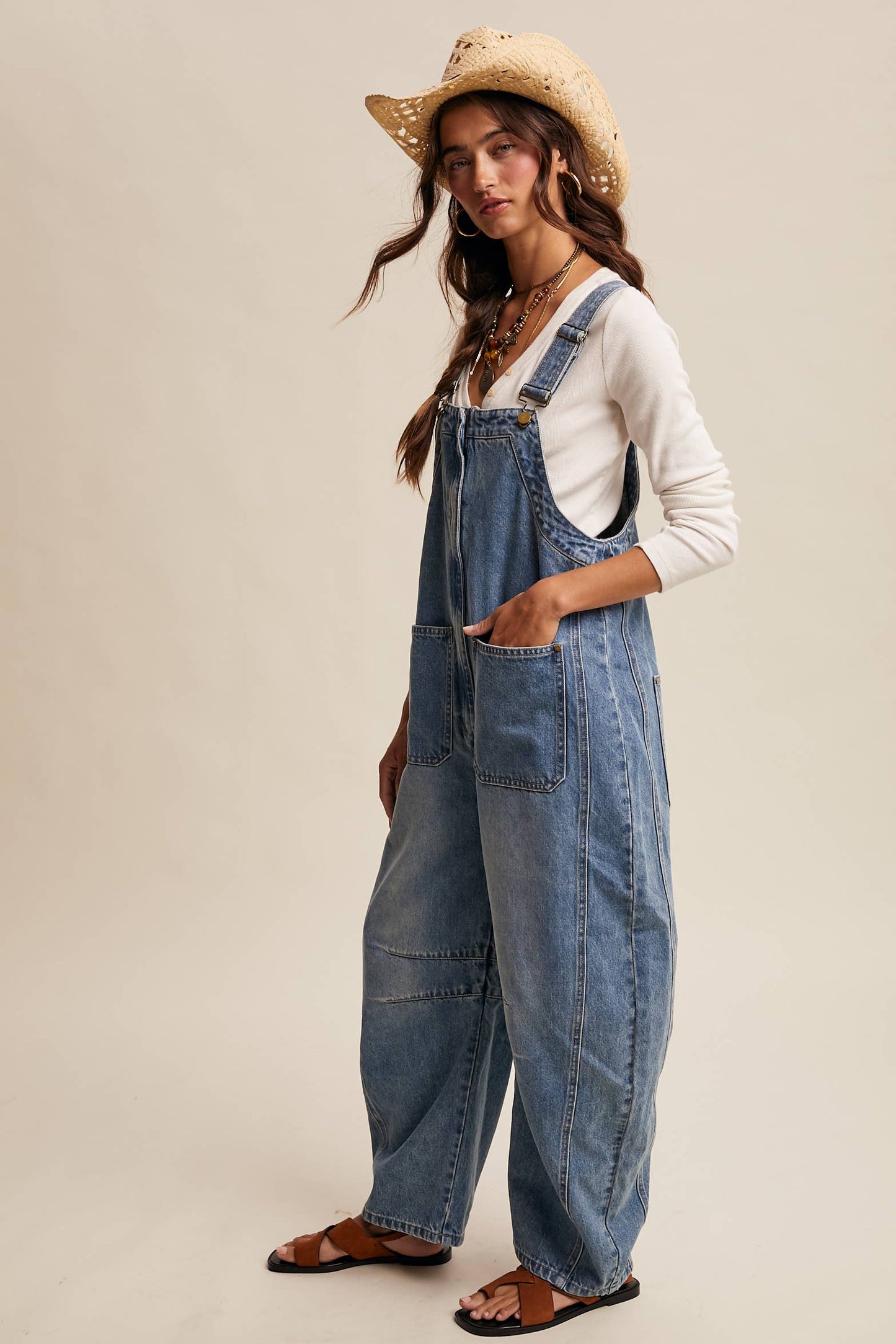 Rodeo Weekend Wide Leg Denim Overalls