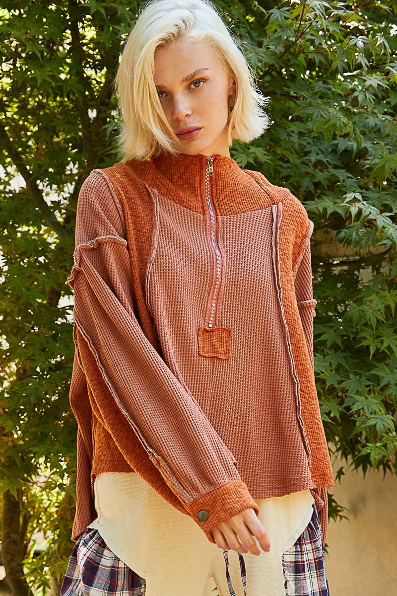 POL: Double Take (Brick) 1/2 Zip Top