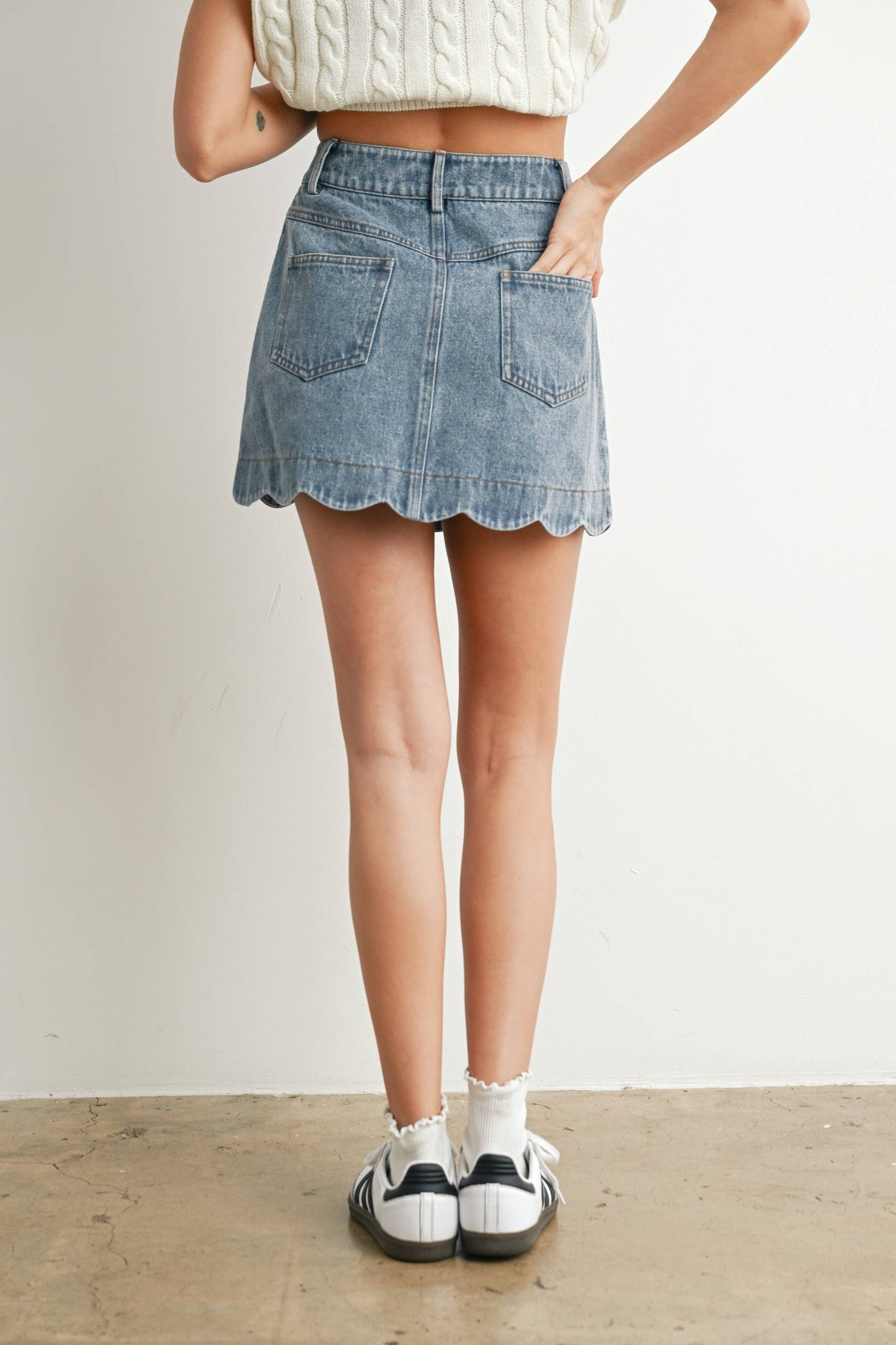 Sensational Scallops Denim Skirt