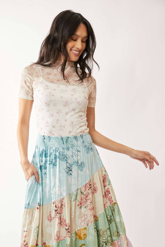 Garden Party (Pink) SS Floral Mesh Top