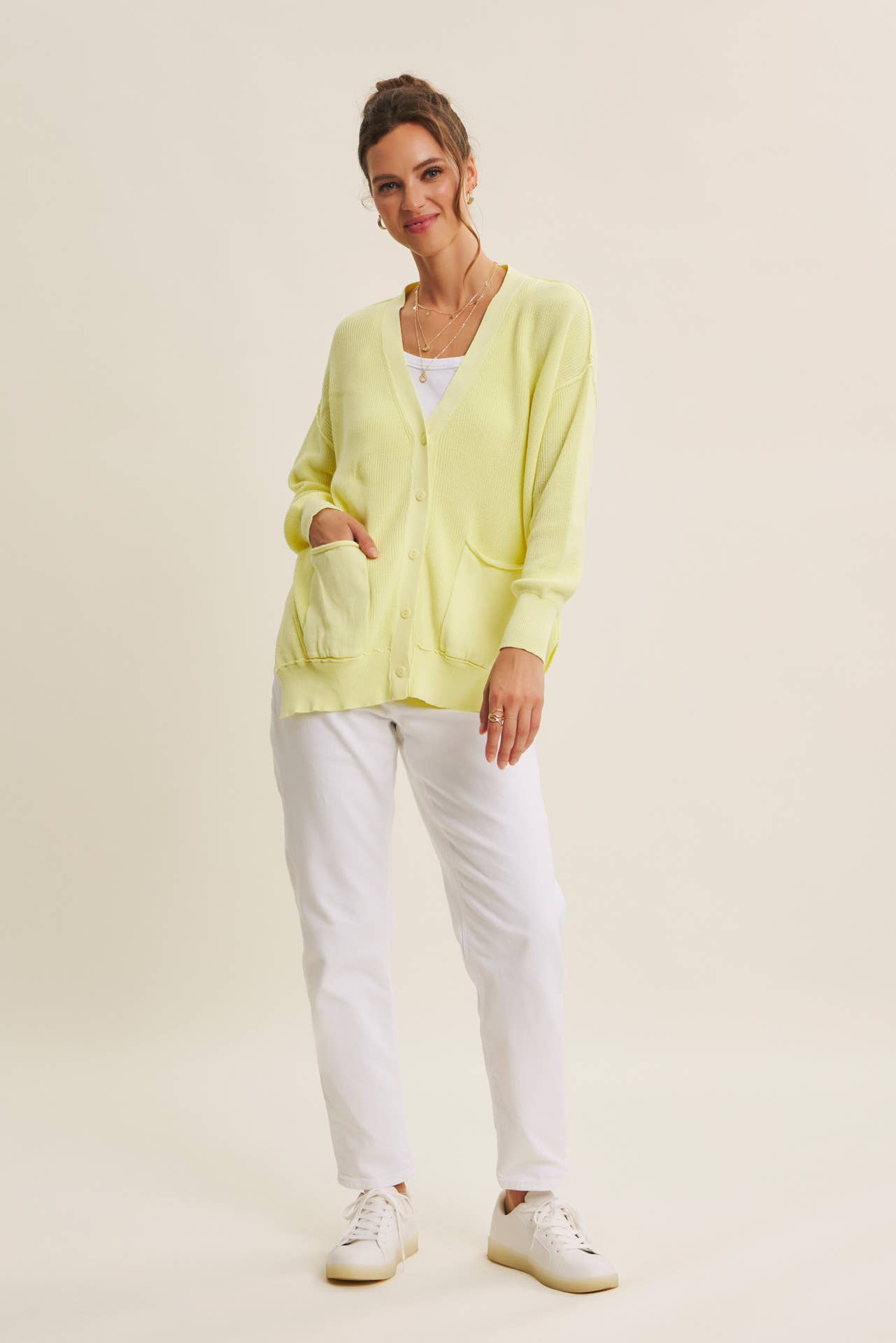 Down To Earth (Lemon) Slouchy Cardigan