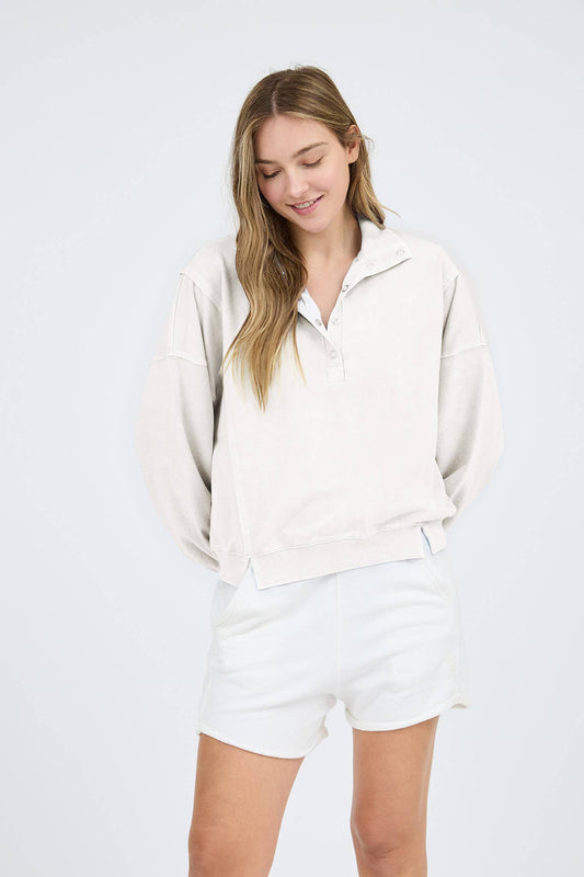 Lounge Worthy (Ivory) Half Snap Pullover
