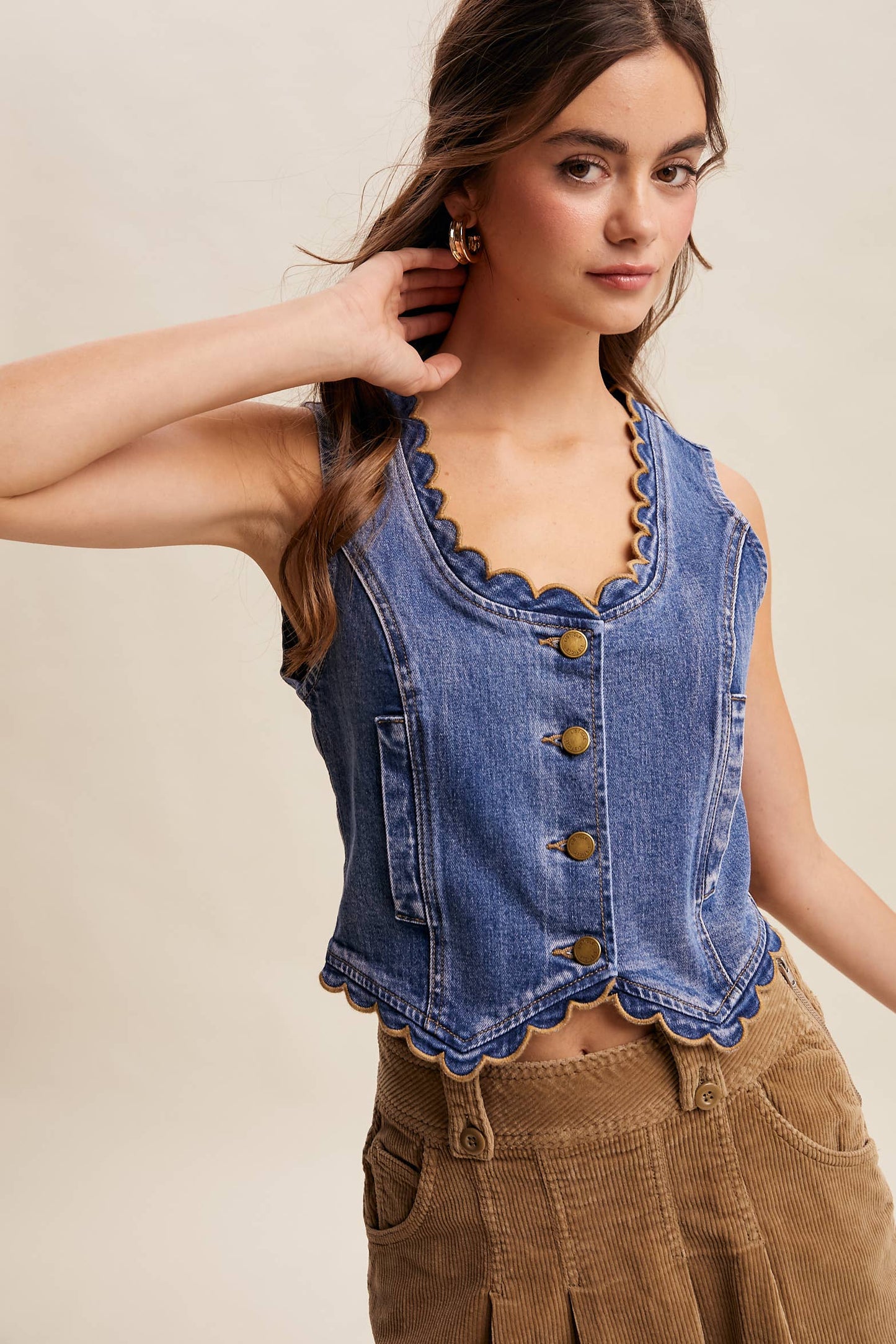 She’s From Texas Scallop Denim Vest