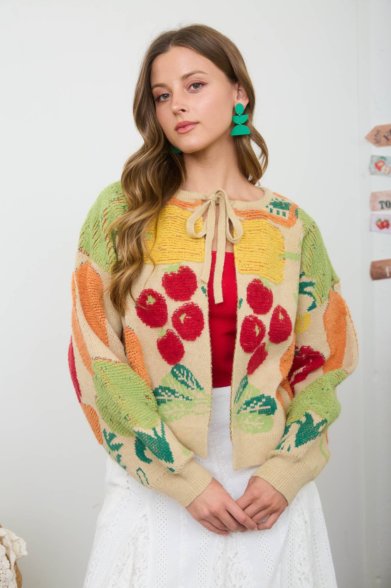 Farmers Market Veggie Print Cardigan