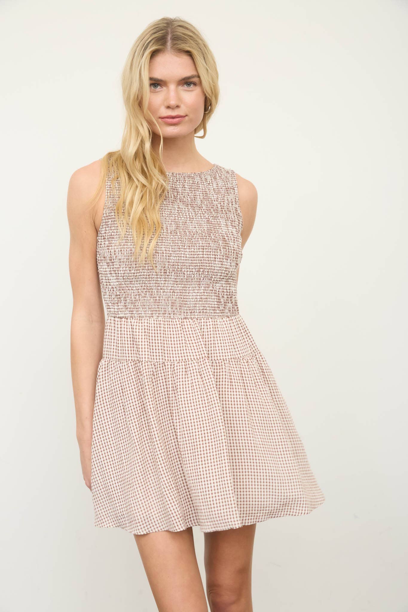 Tip Your Hat (Brown) Gingham Dress