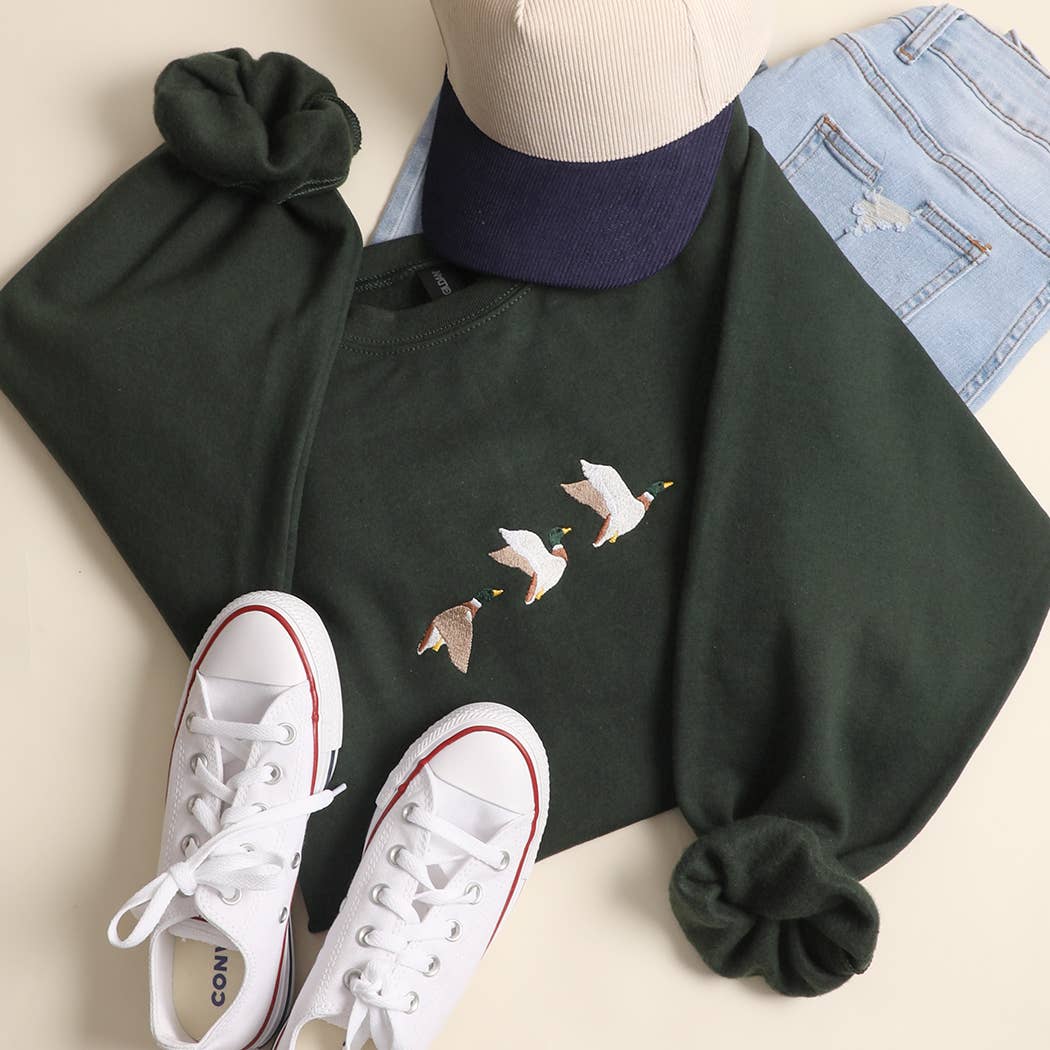 Flying Duck (Forest) Embroidery Sweatshirt