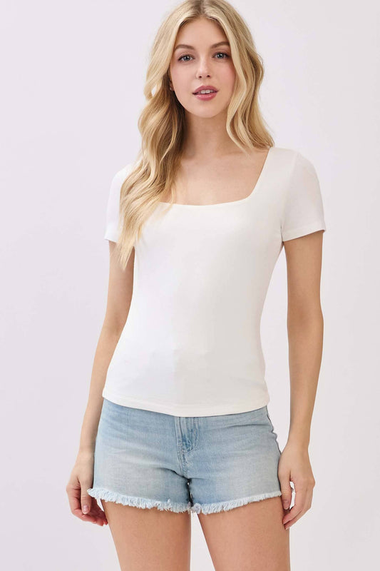 Feel Good (Ivory) Double Layer SS Top